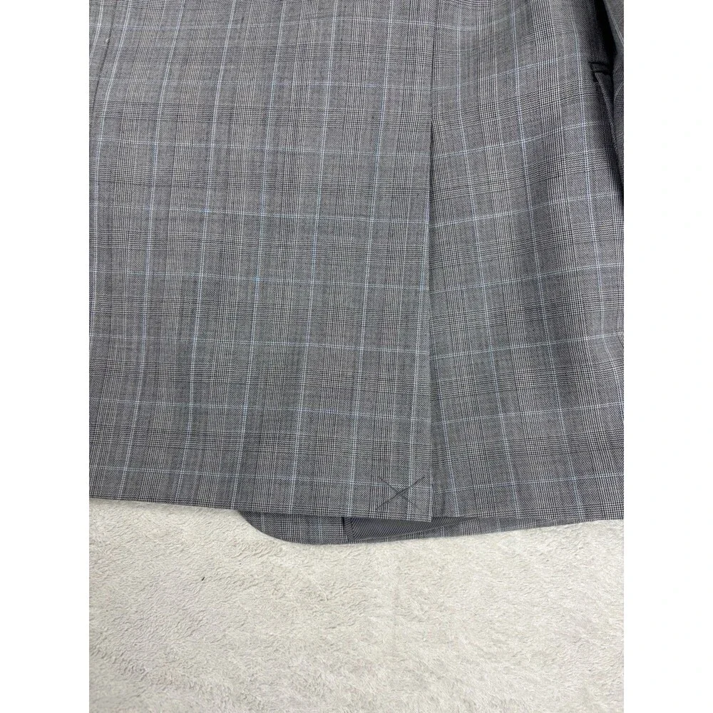 Michael Kors Wool Blend Gray Blue Glen Plaid Two Piece Mens Suit 40S Business